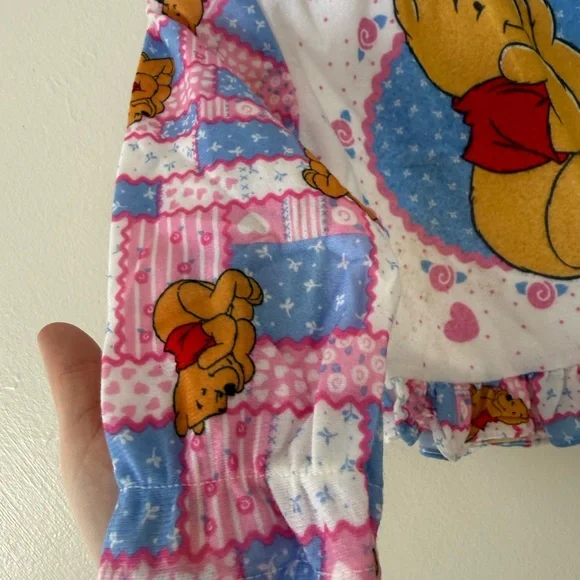 Vintage Disney Girls 4T Winnie The Pooh Kids Pajama Top- RARE patchwork ruffles - Picture 7 of 8
